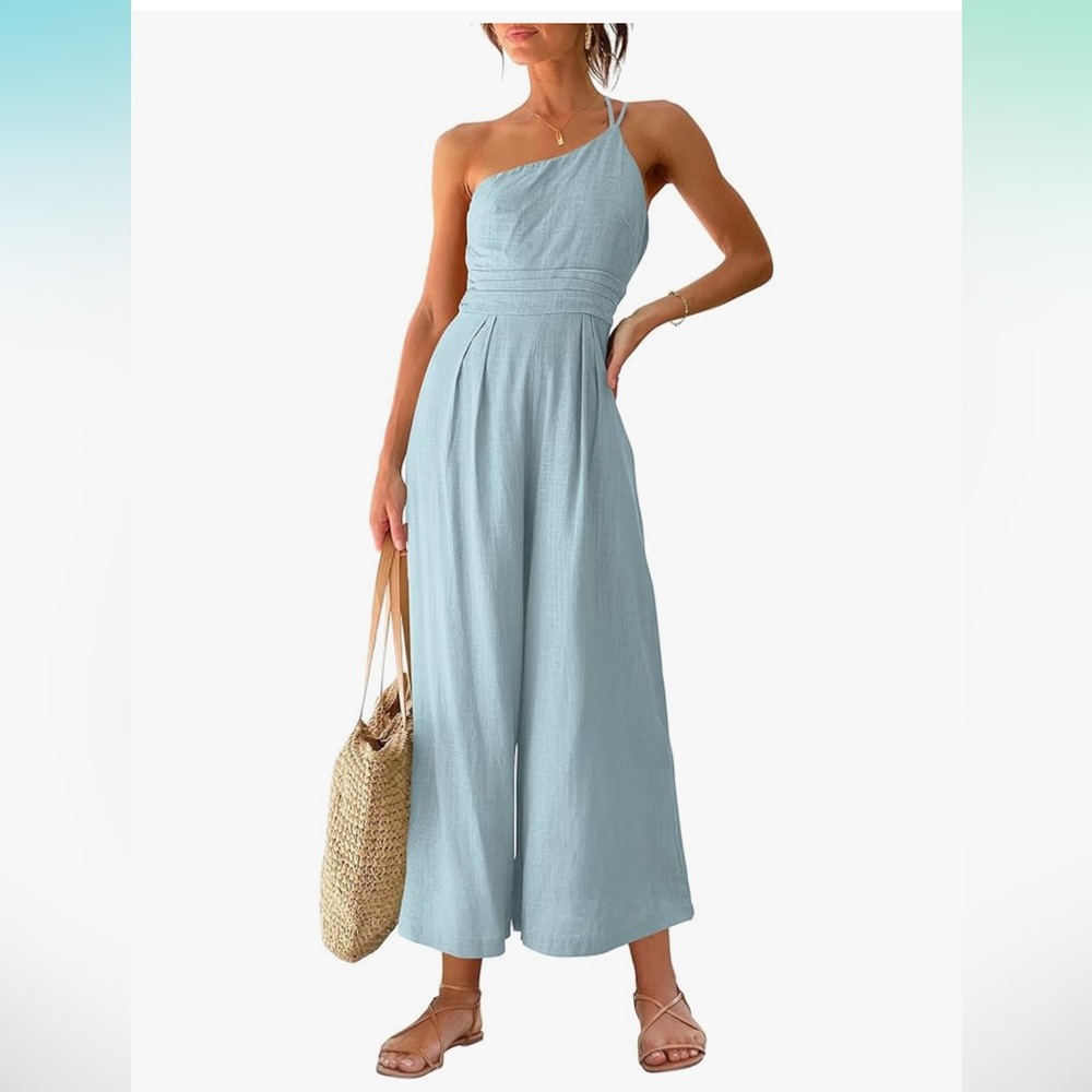 NWT Anrabess One-Shoulder Jumpsuit, Size M, Sky Blue